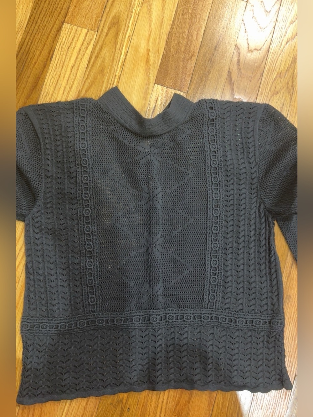 Zara Black Textured Knit Turtleneck Sweater